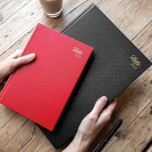 Letts of London Standard A4 Day to a Page Planner بغلاف صلب بمظهر جلدي، طول 11.75 بوصة، مستلزمات مكتبية ومدرسية سوداء in Saudi Arabia