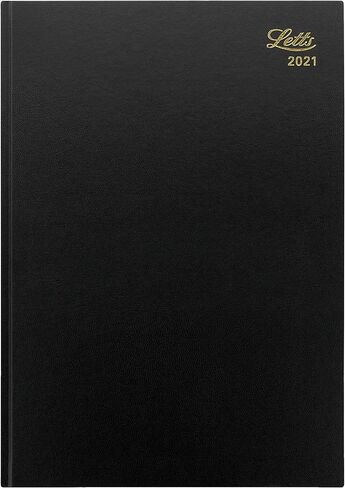 Letts of London Standard A4 Day to a Page Planner بغلاف صلب بمظهر جلدي، طول 11.75 بوصة، مستلزمات مكتبية ومدرسية سوداء in Saudi Arabia