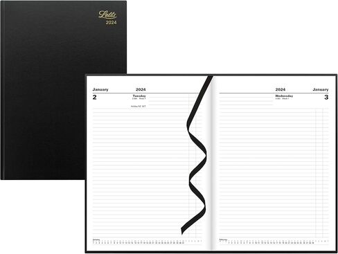 Letts of London Standard A4 Day to a Page Planner بغلاف صلب بمظهر جلدي، طول 11.75 بوصة، مستلزمات مكتبية ومدرسية سوداء in Saudi Arabia
