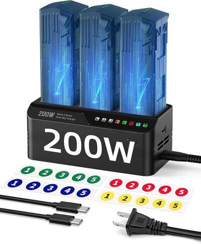 200W Mavic 3 Pro Battery Charging Hub, Mavic 3 Fast Charger for DJI Mavic 3/Pro/Classic/Cine/Pro Cine/Enterprise/Thermal Drone, Controller, Hub/Car Charger (3.5X Fast, Charge 3 Batteries: 1hr) in Saudi Arabia
