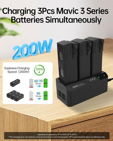 200W Mavic 3 Pro Battery Charging Hub, Mavic 3 Fast Charger for DJI Mavic 3/Pro/Classic/Cine/Pro Cine/Enterprise/Thermal Drone, Controller, Hub/Car Charger (3.5X Fast, Charge 3 Batteries: 1hr) in Saudi Arabia