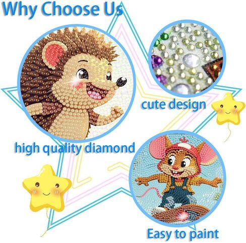 4 Pack Cartoon 5D Diamond Art Kits for Kids,Cute Animals DIY Painting Art Kit for Kids Ages 4-8-12 Mosaic Kits,Diamond Art Painting Craft Kits,Gem Art Full Drill Diamond Dots for Children Gifts 6x6In in Kuwait