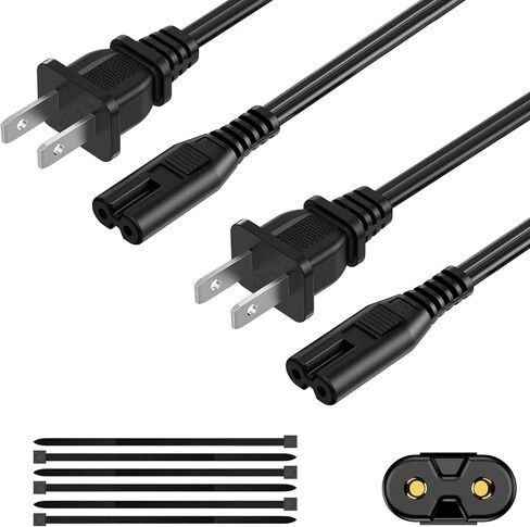 AC Power Cord 30FT (2 Pack), 2 Prong TV Power Cord, Power Supply Cable Replacement for Xbox One, PS3, PS4, PS5, Compatible for Printer, Monitor, Sound Bar, Game Console in Saudi Arabia