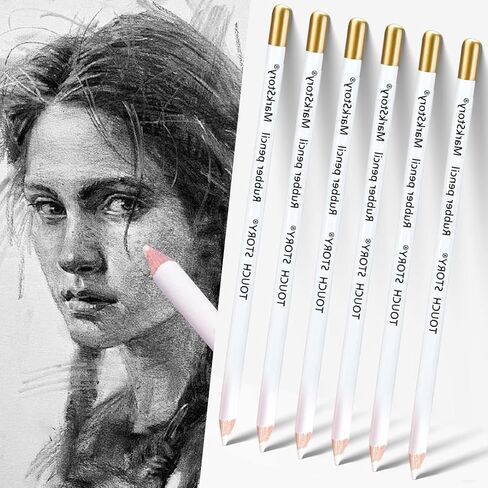 DOETYD 6 Pcs Eraser Pencil, Highlight Eraser Pencil Wooden Rubber Pencil Detail Eraser for Sketching Drawing Detail Revise in Saudi Arabia