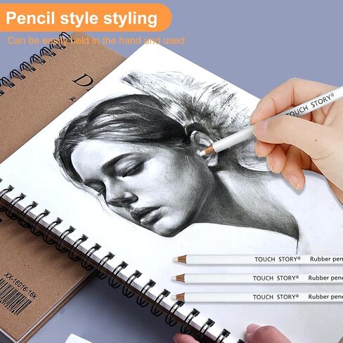 DOETYD 6 Pcs Eraser Pencil, Highlight Eraser Pencil Wooden Rubber Pencil Detail Eraser for Sketching Drawing Detail Revise in Saudi Arabia