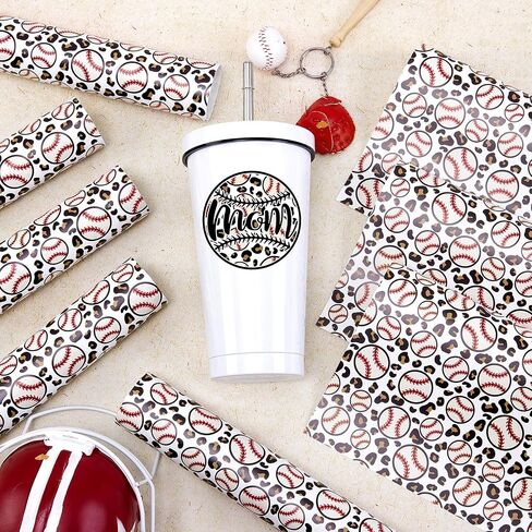 Tintnut Baseball Permanent Vinyl - 10 Sheets 12"x10", Sports Pattern Printed Vinyl Compatible with Cricut Machine, Patterned Permanent Adhesive Vinyl Sheets, Pattern Vinyl Permanent in Saudi Arabia