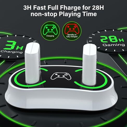 حزمة بطارية لوحدة تحكم Xbox 2x4400 مللي واط في الساعة/ 1600 مللي أمبير في الساعة، بطارية قابلة للشحن السريع وشاحن لجهاز Xbox One، محطة شحن بطارية لجهاز Xbox One S|X، One Elite، Series X|S، ملحق لجهاز Xbox in Kuwait