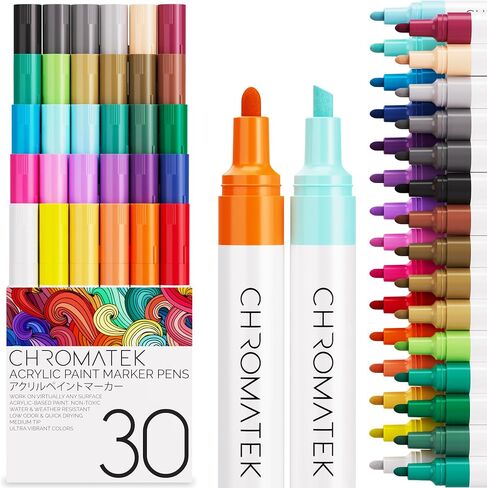 أقلام طلاء أكريليك ذات رأس مزدوج من CHROMATEK للطلاء الصخري والحجر والسيراميك والزجاج والخشب - 21 لونًا صلبًا نابضًا بالحياة - مقاومة للماء، سريعة الجفاف، لا تتلاشى أبدًا - تتضمن دروس فيديو عبر الإنترنت وكتابًا إلكترونيًا in Saudi Arabia