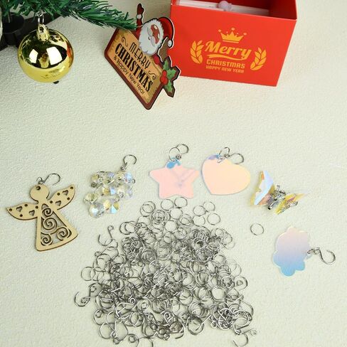 200pcs Round Edged Split Circular Ring Clips and 20pcs Chandelier Crystal Hooks for Crystal Lamps, Crystal Curtain,Crystal Garland,Suncather,Jewelry Making and Craft Ideas in Saudi Arabia