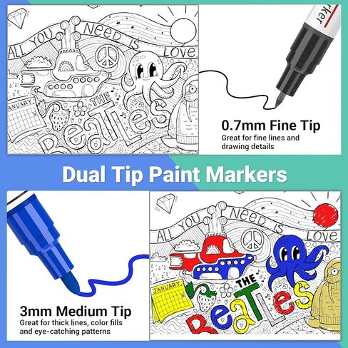 Oil Based Paint Markers, 8 Colors Dual Tip Permanent Paint Pens Paint Markers(0.7mm & 3mm), Waterproof Paint Pen for Rock Painting, Metal Wood Glass Stone Canvas Mugs Fabric Plastic in Saudi Arabia