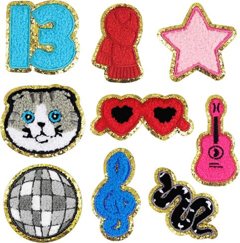 9Pcs Music Singer Embroidered Iron on Patches for Hat Clothing Backpack Pink Popular Sew Applique Number Fabric Repair Patch Set DIY Craft Accessories Collection Merch Gifts for Music Fans in Kuwait