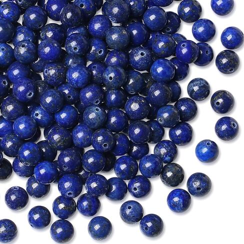 DUQGUHO Lapis Lazuli Beads 8mm Natural Crystal Blue Beads Round Polishing Stone Bead Genuine Gemstone Beads for DIY Jewelry Making 47 Pcs in Kuwait