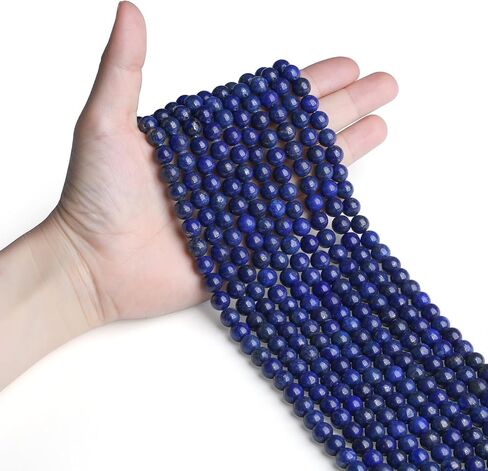 DUQGUHO Lapis Lazuli Beads 8mm Natural Crystal Blue Beads Round Polishing Stone Bead Genuine Gemstone Beads for DIY Jewelry Making 47 Pcs in Kuwait