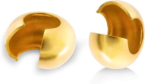 100pcs Crimp Beads for Jewelry Making - 18K Gold Crimp Bead Covers, Half Round Open Crimp Bead Knot Covers 4mm (0.16 Inch) Beads Gold Plated Brass for Jewelry Craft Making in Saudi Arabia