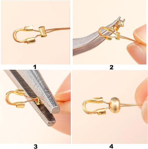 100pcs Crimp Beads for Jewelry Making - 18K Gold Crimp Bead Covers, Half Round Open Crimp Bead Knot Covers 4mm (0.16 Inch) Beads Gold Plated Brass for Jewelry Craft Making in Saudi Arabia