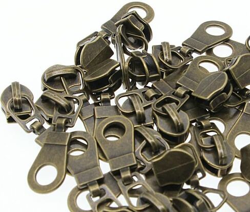 #5 Antique Brass Metallic Nylon Coil Zippers by The Yard Bulk Brown Zipper Tape 10 Yards with 25Pcs Pulls for DIY Sewing Craft Bags YIGUANXIN in Saudi Arabia