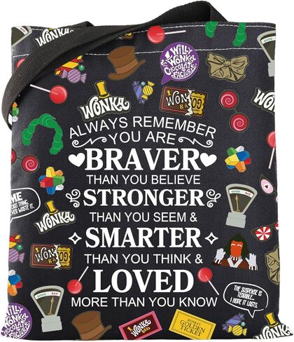 WSNANG Willy Musical Inspired Gift Chocolate Wonk Travel Reusable Tote Bag Wonk Fans Gift Musical Lover Gift in Kuwait