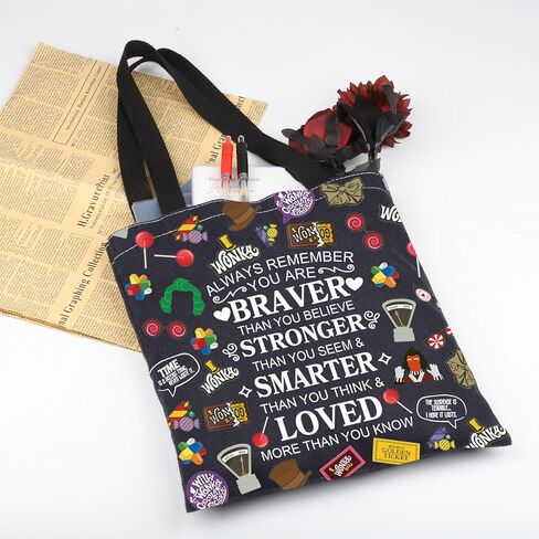 WSNANG Willy Musical Inspired Gift Chocolate Wonk Travel Reusable Tote Bag Wonk Fans Gift Musical Lover Gift in Kuwait