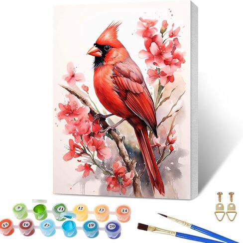 SKRYUIE Framed Paint by Numbers Kits for Adults Bird, Acrylic Flower Oil Painting by Numbers Kits for Beginner with Paintbrushes Brushes Art Canvas for Home Decor 7.87x11.81 inch / 20x30 cm v8 in Saudi Arabia