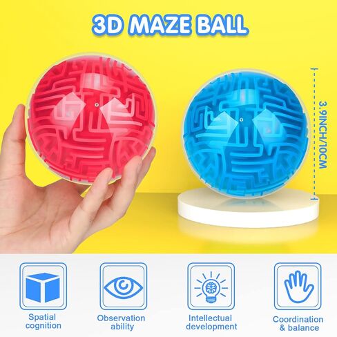 Sumind 8 قطع 3D المتاهة الكرة السحرية الدماغ المضايقون لعبة المجال التعليمية لغز اللعب المتاهة لغز مكعب الكرة للبالغين والطلاب المراهقين والتحديات الصعبة لعبة عاشق عيد الميلاد حزب هدية in Saudi Arabia