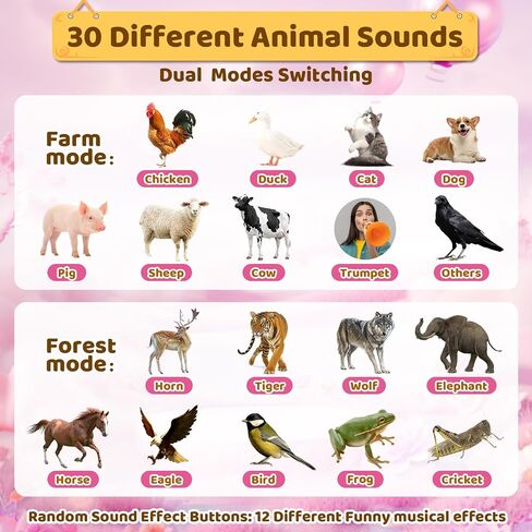 Outdoor Discovery Animal Caller Toys for Kids Toddlers, Hunting Toys with 2 Modes & 30 Realistic Animal Sounds, Animal Toys with 8" Horn and 5-Level Lights, Early Learning for Boys Girls Ages 3+ in Saudi Arabia