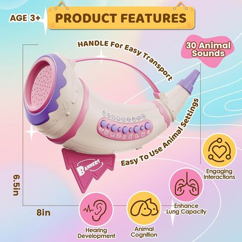 Outdoor Discovery Animal Caller Toys for Kids Toddlers, Hunting Toys with 2 Modes & 30 Realistic Animal Sounds, Animal Toys with 8" Horn and 5-Level Lights, Early Learning for Boys Girls Ages 3+ in Saudi Arabia