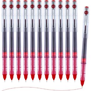M&G Liquid Ink Rollerball Pens 12 Pcs, 0.5mm Red Ink Extra Fine Point Pens, Quick Drying Ink Fine Tip Roller Ball Pens with Plug-In Cover & Anti Slip Grip for Smooth Writing Office School Home Gift