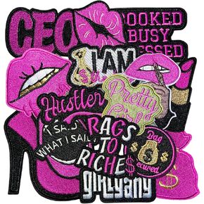 Girl Power Iron On Embroidery Patches, Feminism Sew On Patches, Pink Styles 15Pcs Applique Patch for Backpack Jacket Clothes Hat (A) in Saudi Arabia