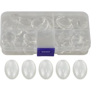 1Box 100pcs Flat Back Clear Glass Dome Cabochons Clear Magnifying Cabs Non-calibrated for DIY Photo Pendant Craft Jewelry Making (Oval 13x18mm)