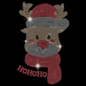 SUPERDANT Christmas Iron on Rhinestones Transfer Reindeer Christmas Hats Crystal Heat Transfer Designs Bling Hot fix Iron on Transfer Stickers for Clothing Tote Bag X-mas DIY Art Craft Gifts