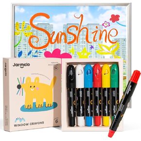 Jar Melo 12 Colors Bath & Window Crayons, Washable Coloring Crayons for Kids and Toddlers, Easy to Hold Jumbo Large Twistable Crayons, Ideal Art Supplies for Glass and Ceramics Coloring Activities