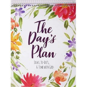 The Day's Plan Daily Christian Organizer for Tasks, To Do's, Groceries, and Time with God 10x8 Spiral Bound 51 pages