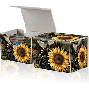 for MTG Commander Deck Box,Card Deck Box for Trading Card Yugioh MTG Cards,Fits 100 Double Sleeved Cards,PU Leather Magnet TCG MTG Deck Case for Magic Commander Deck Box,Black White Bird