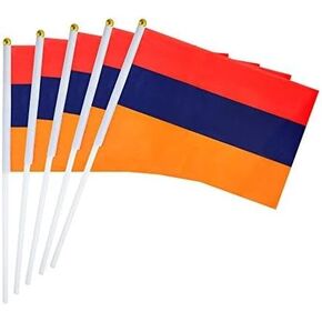 25 Pack Hand Held Small Mini Flag Armenia Armenians Flag Stick Flag Round Top National Country Flags,Party Decorations Supplies For Parades,World Cup,Festival Events,International Festival
