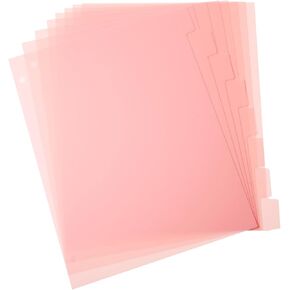 8 Pcs Binder Dividers for 3 Ring Pink Sheet Binder Tabs Plastic Sheet Paper Index Page Dividers 11 × 9.05 Inches Aesthetic Binder Folders Inserts for Notebook Document Organizer
