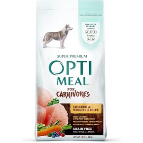 Optimeal Grain-Free Dog Food - Proudly Ukrainian - Balanced Dog Food Dry Recipe with Immunity Support, Non-Grain Dry Dog Food for All Dog Breeds (3.3 lbs, Chicken & Veggies)