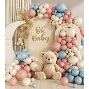 Gender Reveal Balloon Garland Arch Kit, 130pcs Dusty Pink and Blue Balloons Arch for Boho Neutral Theme Baby Shower Birthday Gender Reveal Decoration