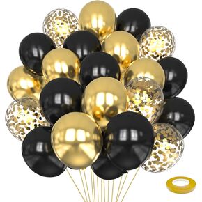 Green and Gold Balloons Set, 65Pcs Dark Green Balloons, 12in Metallic Gold Balloons Green Confetti Latex Balloons for Birthday, Graduation, St.Patrick's Day, Jungle Party Decorations