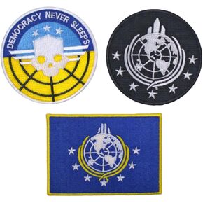 mokarier Super Earth Embroidered Patch Game Patch Iron on Logo Vest Jacket Cap Hoodie Backpack Patch Iron On/sew on Patch (C)