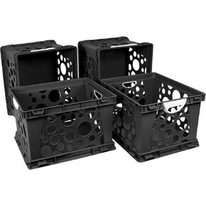 Storex Premium File Crate with Handles – Letter and Legal Document and Folder Storage, Black, 3-Pack (61546A03C)