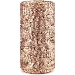 jijAcraft 328 Feet Gold String Twine - 1.5mm Metallic Ornament Thread Gift Wrapping - Inelastic Macrame Glitter Gold Cord for Crafting, Wedding Gift Package, DIY Presents Wrapping Decoration