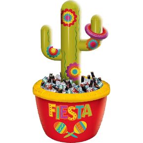 Multicolor Plastic Inflatable Cactus Cooler & Ring Toss Game - 54" (1 Pc) - Perfect for Parties & Family Fun