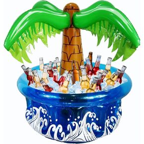33.5" Inflatable Palm Tree Cooler, Pool Party Decorations, Summer Luau Party Supplies, Hawaiian Tropical Beach Themed Decorations, Blow Up Birthday Drink Cooler