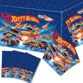 3pcs Birthday Decorations Tablecloth Racing Car Themed Large 107x53.9 Inches Birthday Party Decorations Disposable Waterproof Table Covers for Birthday Party Supplies