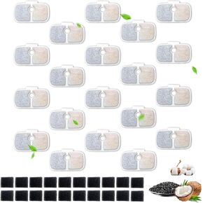 40 Pack for Petlibro Cat Water Fountain Filters Replacement, Compatible with PETLIBRO® Dockstream Cat Water Fountain PLWF005 PLWF115 PLWF105 (20 Replacement Water Filter + 20 Pre-Filter Sponges)