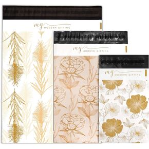 Multiple Sizes Variety 75 Pack (25 Each: 6x9, 9x12, 12x15) Sustainable Poly Mailers - Rustic Vintage Boho Spring Shipping Bag - Multi Assorted Eco Friendly Boutique Mailing Envelopes (Elegant Florals)