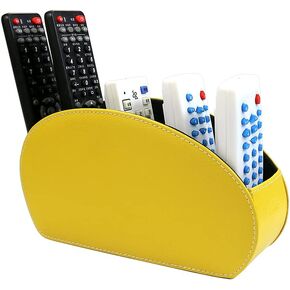 Remote Control Holder TV Controller Caddy Organizer Table Desk Leather Storage 5 Spacious Compartments