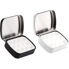 2 Pcs Mini Watercolour Paint Palette Box Portable Multi Functional Travel Palette for Watercolor Gouache & Oil Paints