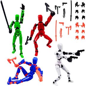 Anditoy 4 Pack T13 Action Figure Set Assembly Completed 3D Printed Multi-Jointed Movable Action Figure Toys Desktop Toys for Men Teens Adults Kids Christmas Stocking Stuffers Gifts