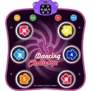 Dance Mat Toys for Girls Age 3-12, Electronic Dance Pad Light Up 6-Button 5 Game Modes, Kids Dance Mat Bluetooth, Built in Music, Dance Floor Mat for Toddlers Girls Boys Christmas/Birthday Toy Gift